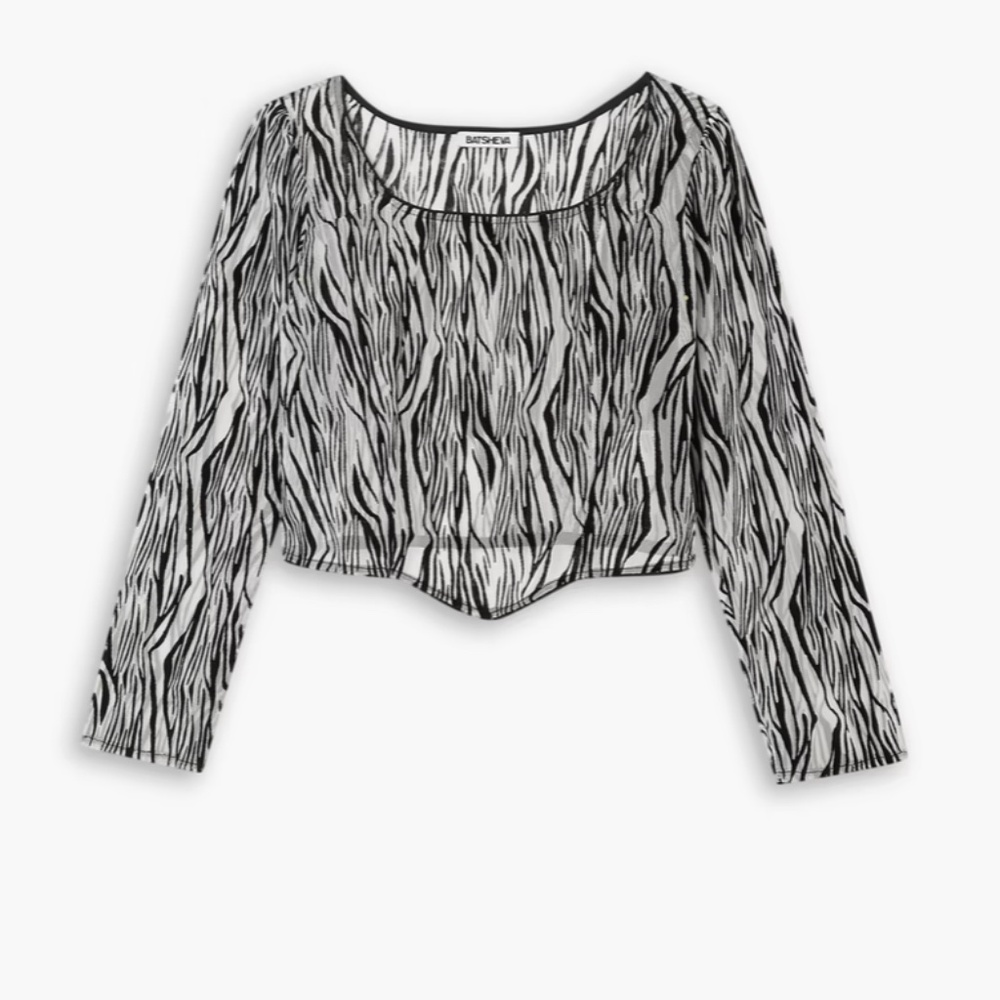 BATSHEVA Dirndl cropped flocked tulle top